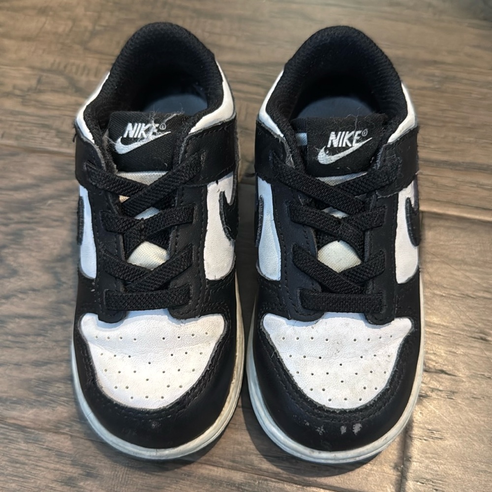 Nike Toddler Dunks - black and white size 8C. Good condition.